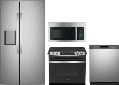 4 Piece Package Includes Refrigerator, Range, Microwave And Dishwasher