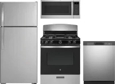4 Piece Package Includes Refrigerator, Range, Microwave And Dishwasher
