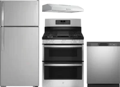 4 Piece Package Includes Refrigerator, Range, Hood And Dishwasher
