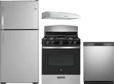 4 Piece Package Includes Refrigerator, Range, Hood And Dishwasher