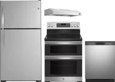 4 Piece Package Includes Refrigerator, Range, Hood And Dishwasher