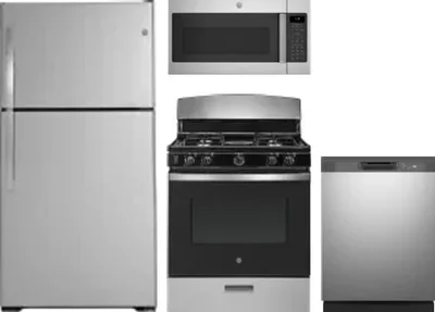 4 Piece Package Includes Refrigerator, Range, Microwave And Dishwasher