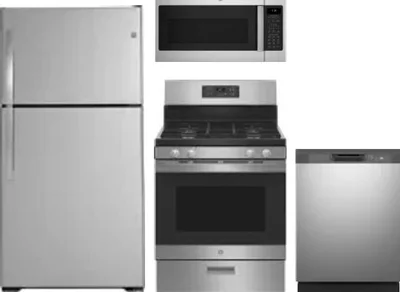 4 Piece Package Includes Refrigerator, Range, Microwave And Dishwasher