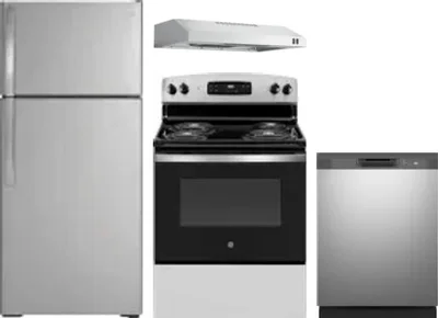 4 Piece Package Includes Refrigerator, Range, Hood And Dishwasher