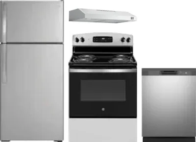 4 Piece Package Includes Refrigerator, Range, Hood And Dishwasher