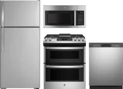 4 Piece Package Includes Refrigerator, Range, Microwave And Dishwasher