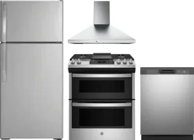 4 Piece Package Includes Refrigerator, Range, Hood And Dishwasher