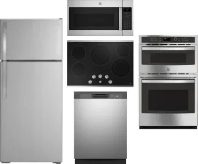 5 Piece Package Includes Refrigerator, Cooktop, Wall Oven, Microwave And Dishwasher