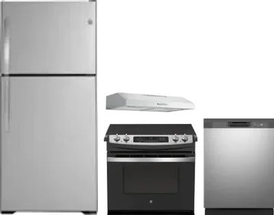 4 Piece Package Includes Refrigerator, Range, Hood And Dishwasher