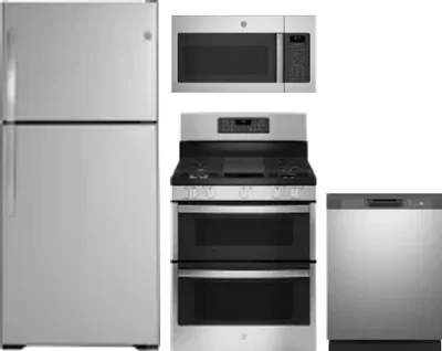 4 Piece Package Includes Refrigerator, Range, Microwave And Dishwasher
