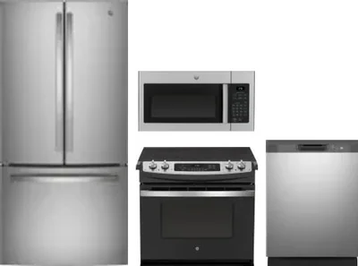 4 Piece Package Includes Refrigerator, Range, Microwave And Dishwasher