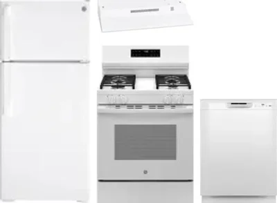 4 Piece Package Includes Refrigerator, Range, Hood And Dishwasher