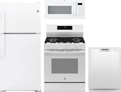 4 Piece Package Includes Refrigerator, Range, Microwave And Dishwasher