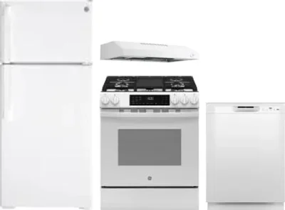 4 Piece Package Includes Refrigerator, Range, Hood And Dishwasher