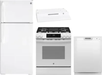 4 Piece Package Includes Refrigerator, Range, Hood And Dishwasher
