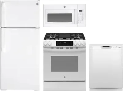 4 Piece Package Includes Refrigerator, Range, Microwave And Dishwasher