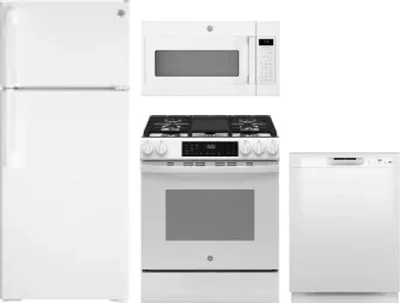 4 Piece Package Includes Refrigerator, Range, Microwave And Dishwasher