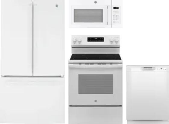 4 Piece Package Includes Refrigerator, Range, Microwave And Dishwasher