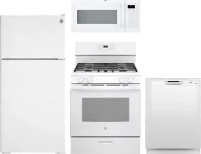 4 Piece Package Includes Refrigerator, Range, Microwave And Dishwasher