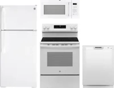 4 Piece Package Includes Refrigerator, Range, Microwave And Dishwasher
