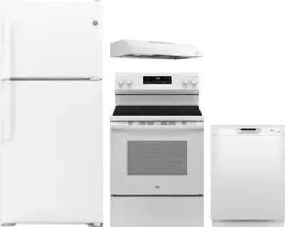4 Piece Package Includes Refrigerator, Range, Hood And Dishwasher