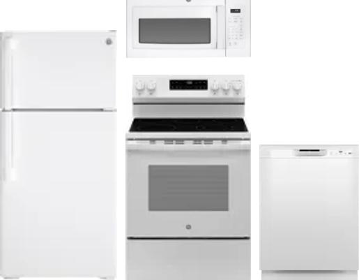 4 Piece Package Includes Refrigerator, Range, Microwave And Dishwasher