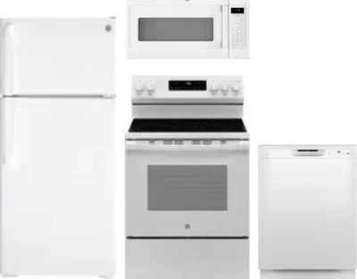 4 Piece Package Includes Refrigerator, Range, Microwave And Dishwasher