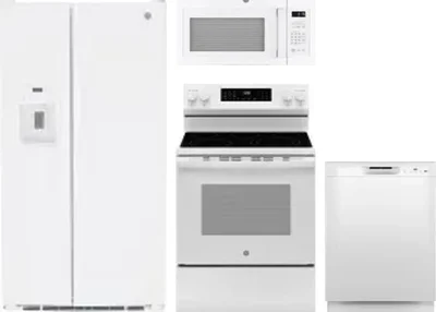 4 Piece Package Includes Refrigerator, Range, Microwave And Dishwasher