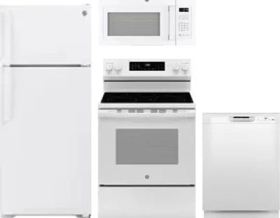 4 Piece Package Includes Refrigerator, Range, Microwave And Dishwasher