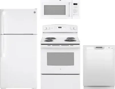 4 Piece Package Includes Refrigerator, Range, Microwave And Dishwasher