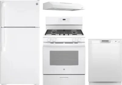 4 Piece Package Includes Refrigerator, Range, Hood And Dishwasher