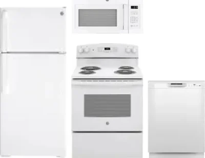 4 Piece Package Includes Refrigerator, Range, Microwave And Dishwasher