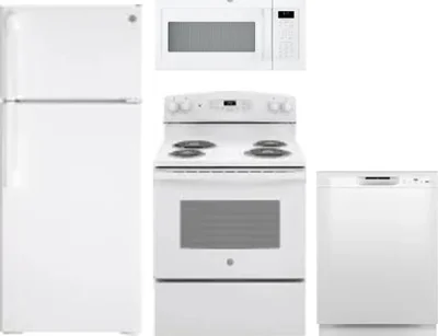 4 Piece Package Includes Refrigerator, Range, Microwave And Dishwasher