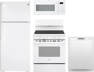 4 Piece Package Includes Refrigerator, Range, Microwave And Dishwasher
