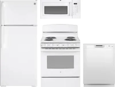 4 Piece Package Includes Refrigerator, Range, Microwave And Dishwasher