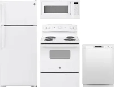 4 Piece Package Includes Refrigerator, Range, Microwave And Dishwasher