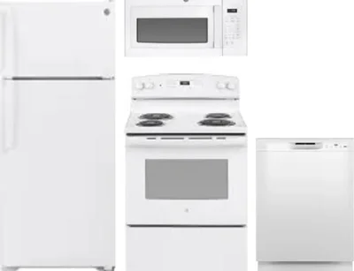 4 Piece Package Includes Refrigerator, Range, Microwave And Dishwasher