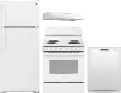 4 Piece Package Includes Refrigerator, Range, Hood And Dishwasher