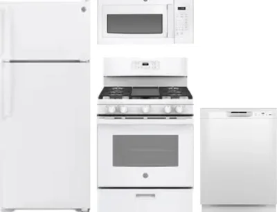 4 Piece Package Includes Refrigerator, Range, Microwave And Dishwasher