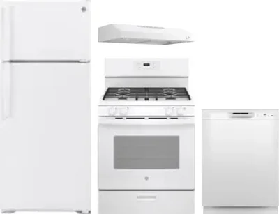 4 Piece Package Includes Refrigerator, Range, Hood And Dishwasher