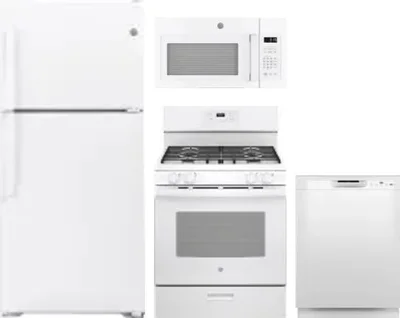 4 Piece Package Includes Refrigerator, Range, Microwave And Dishwasher