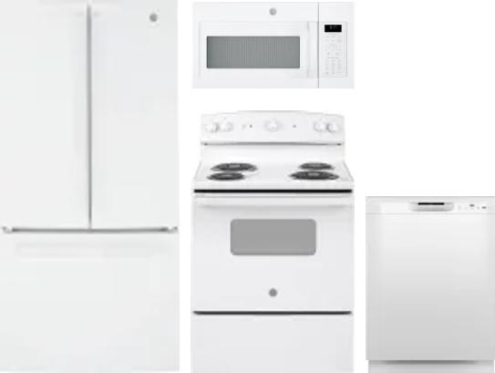 4 Piece Package Includes Refrigerator, Range, Microwave And Dishwasher