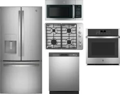 5 Piece Package Includes Refrigerator, Cooktop, Wall Oven, Microwave And Dishwasher