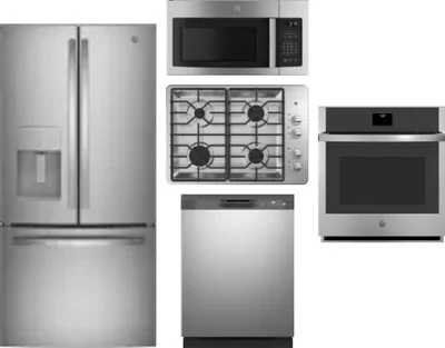 5 Piece Package Includes Refrigerator, Cooktop, Wall Oven, Microwave And Dishwasher