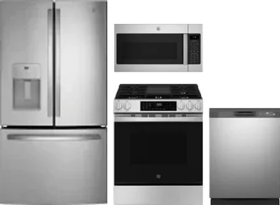 4 Piece Package Includes Refrigerator, Range, Microwave And Dishwasher