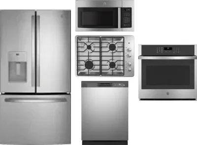 5 Piece Package Includes Refrigerator, Cooktop, Wall Oven, Microwave And Dishwasher