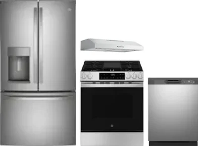 4 Piece Package Includes Refrigerator, Range, Hood And Dishwasher