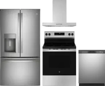 4 Piece Package Includes Refrigerator, Range, Hood And Dishwasher