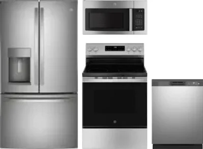 4 Piece Package Includes Refrigerator, Range, Microwave And Dishwasher