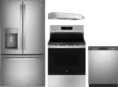 4 Piece Package Includes Refrigerator, Range, Hood And Dishwasher